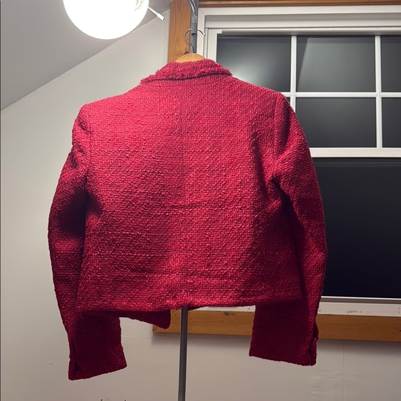 Zara Women's Dark Pink Tweed Jacket - Picture 7 of 10